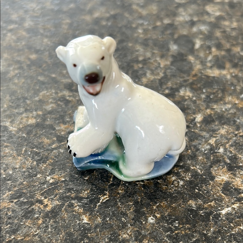 Playful White and Blue Polar Bear Decor Accent